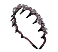 Braid Hairband, Pearl Headband, Anti-Slip Teeth Hoop, Decorative Fashion Accessory, Party Wedding Use,14x14x4cm/5.51x5.51x1.57 Inches, White, 1 Piece, 40g