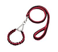 Braided Dog CollarSet - Anti-Impact Eight-Strand Nylon Leash (Red, M)