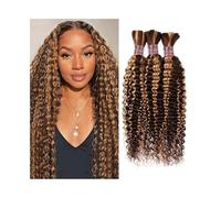 Braiding hair， Cabello humano trenzado con reflejos for trenzas bohemias, 1 mechón, sin trama, ondas profundas, cabello Remy a granel,Human hair braiding hair(24inch)