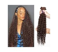 Braiding hair， Extensiones de cabello humano color marrón chocolate a granel for trenzar, 100 g/paquete, ondas profundas, sin trama,Human hair braiding hair(22inch)