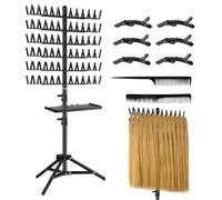 Braiding Hair Rack - Adjustable Stand Separator | Portable Divider With Clip Comb Tools | For Salon Vertical Space Saving Time Avoiding Trouble Repeatedly Organizing Height Store Transport