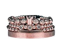Braiding Hip Hop Men Polished Crown Numeral Luxury Jewelry Rose Set