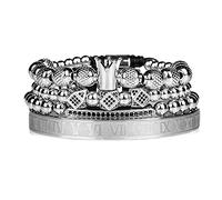Braiding Hip Hop Men Polished Crown Numeral Luxury Jewelry Rose Set