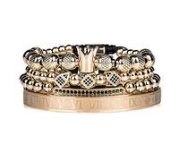 Braiding Hip Hop Men Polished Crown Numeral Luxury Jewelry Rose Set