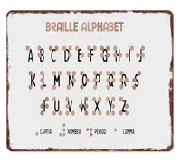 Braille System Metal Sign Classroom Wall Decor for Vision Impaired Learning Sensory Room Home Education Tool 8 X 12 in
