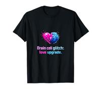 Brain Cell Glitch Love Upgrade Parejas Pixel Corazón Cerebro Camiseta