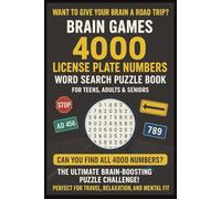Brain Games 4000 License Plate Number Word Search Puzzle For Teens, Adults & Seniors: Highway Hunt License Plate Formats From Car, Automobile, Truck, ... Combinations | Gift For Birthday, Christmas