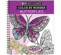 Brain Games - Color by Number: Butterflies - Stress-Free Adult Coloring Book with Tear-Out Pages Relaxing Activity for Paint by Number Lovers Gift for Women, Seniors & Teens