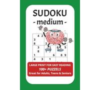 Brain Games - Sudoku Puzzles - medium -: Sudoku Puzzles with large font print for easy reading | 6x9 inches, 110 pages | 100+ Puzzles | Gift for Adults, Teens & Seniors | Brain Exercising