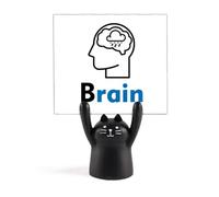 Brain Human Body Thinking Rain Memo Holder Cartoon Black Cat Stand Decoración