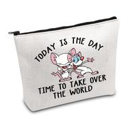 Brain & Pinky Gift Cartoon Characters Lover Gift Comedy Anime TV Series Makeup Bag Rat Brain Cosmetic Bag BFF Gift (The World UK)
