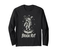 Brain Rot Astronaut Graphic Surrealista Space Gamer Meme Gift Manga Larga