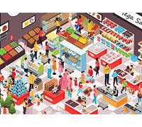 Brain Tree - Food Mart 1000 Piece Puzzle for Adults: With Droplet Technology for Anti Glare & Soft Touch