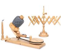 Brainmart Bobinadora de bolas de hilo de madera operada a mano e hilo de lana rápida, soporte para cuerda, accesorios de ganchillo, regalo de tejedor (Bobinadores de bolas combinados)