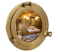 Brainmart Espejo de Ojo de Buey de Aluminio niquelado elaborado en Metal para decoración de baño (Dorado)