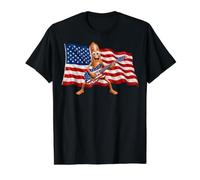 Brainrot 4th July US Flag America Tung Sahur Electric Guitar Camiseta gráfica económica, Hombre, Negro, S