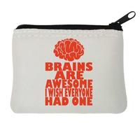 Brains are Awesome - Monedero de neopreno con eslogan cínico divertido, 10 x 11 cm, color blanco, White, Talla única