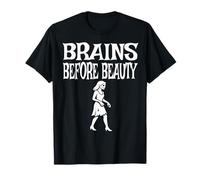 Brains Before Beauty Costume Halloween Zombie Camiseta