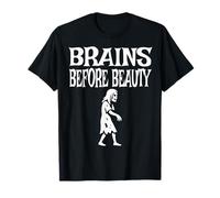 Brains Before Beauty Costume Halloween Zombie Camiseta