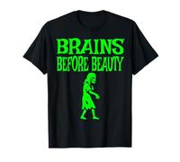 Brains Before Beauty Costume Halloween Zombie Camiseta
