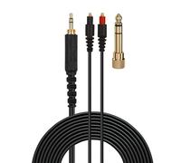 BRAINWAVZ Cable de audio de repuesto compatible con auriculares Shure SRH1440, SRH1540, SRH1840, MMCX a conectores chapados en oro de 3,5 mm con adaptador de 6,5 mm, revestimiento de goma de 2 m