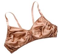 Bralette 100% Sin Costuras Con Tacto De Seda For Mujer Copas Pequeñas Sujetadores Ligeros De Lujo Inalámbricos De Apoyo Sedosos For El Día A Día(Khaki,XL)