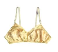 Bralette 100% Sin Costuras Con Tacto De Seda For Mujer Copas Pequeñas Sujetadores Ligeros De Lujo Inalámbricos De Apoyo Sedosos For El Día A Día(Yellow,S)