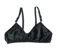 Bralette 100% Sin Costuras Con Tacto De Seda For Mujer Copas Pequeñas Sujetadores Ligeros De Lujo Inalámbricos De Apoyo Sedosos For El Día A Día(Black,XL)