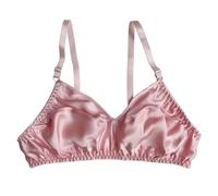 Bralette 100% Sin Costuras Con Tacto De Seda For Mujer Copas Pequeñas Sujetadores Ligeros De Lujo Inalámbricos De Apoyo Sedosos For El Día A Día(Pink,M)