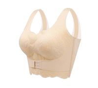 Bralette - Brasier deportivo sin costuras con cierre frontal para mujer, de algodón, transpirable, copa completa AH para el trabajo diario, la oficina, beige, XL