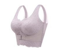 Bralette - Brasier deportivo sin costuras con cierre frontal para mujer, de algodón, transpirable, copa completa AH para el trabajo diario, la oficina, Morado (, XL