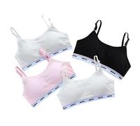 Bralette Deportivo Para Niñas Transpirable Con Tirantes/Tirantes Ajustables Alta Sin Costuras Deportes Edad 10-16 Años, 4 Paquetes, 30-34A