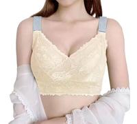 Bralette Mujer Sin Aros Fuerte Sujeción - Sujetador de Encaje Mujer Push Up Sujetador sin Costura con Cuello de Pico Minimizador Inalámbrico Sujetador Skiny Bra Apoyo Ropa Interior Sujetador Mujer