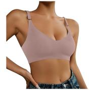 Bralette Mujer Sin Aros - Sujetador para Mujer Push Up sin Seamless Bustier con Acolchado y Cuello de Pico Sin Aros Sujetador Sin Costuras Sujetador Skiny Bra Apoyo Ropa Interior Sujetador Mujer