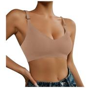Bralette Mujer Sin Aros - Sujetador para Mujer Push Up sin Seamless Bustier con Acolchado y Cuello de Pico Sin Aros Sujetador Sin Costuras Sujetador Skiny Bra Apoyo Ropa Interior Sujetador Mujer
