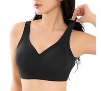 Bralette sin costuras con copas fijas para un agarre inalámbrico cómodo y óptimo ajuste seguro - ideal debajo de las camisetas perfecto para el día a día y el tiempo libre, Negro , M