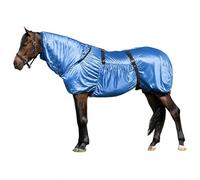 Brama-West 115 - Manta para eccema para caballos con cuello, manta transpirable para moscas y manta de verano para eccema de verano, protector de cola y correas elásticas para las piernas, color azul