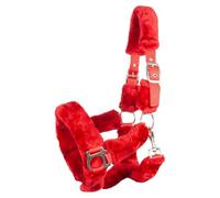 Brama West Cabestro de caballo ártico con suave piel sintética - Cabestro de peluche (rojo, mazorca)