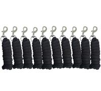 Brama-West - Cuerda para caballo, 2 m, resistente con mosquetón plateado, cuerda de amarre segura para caballos, pony, burro y establo, color negro (negro, juego de 10)