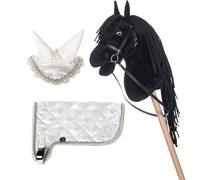 Brama West HKM Hobby Horse Set «Bobby» - Caballo de juguete Bobby + manta de torneo y capucha - Perfecto para hobby Horsing & Torneos