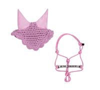 Brama West HKM Hobby Horse Set Shiny Star, cabestro de nudo y capucha para moscas, perfecto para hobby Horsing y torneos (rosa)