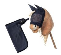 Brama West HKM Hobby Horse Summer Set - Máscara de mosca y manta de mosca - Perfecto para hobby Horsing & Torneos (azul marino)