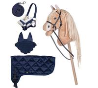 Brama West Hobby Horsing Juego completo - Cabestro, punto, manta, capucha y caballo de atasco - Incluye diadema sorpresa (Sunny Navy)