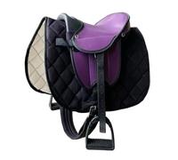 Brama West Juego de sillín infantil Shetty My Little Pony, sillín para Shetty Pony, caballo de madera, caballo de peluche, con manta de sillín, correa, estribos y correas para estribos - lila