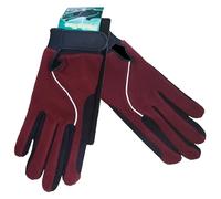 Brama West Kerbl - Guantes de equitación con parte trasera de forro polar, color burdeos y negro, talla S