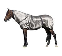 Brama-West - Manta para eccema con cuello para caballos, manta para insectos, manta para moscas, con braga y correas para el vientre, color gris, talla 125