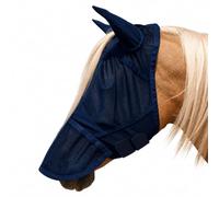 Brama-West - Máscara antimosca para caballo con protección para los oídos y protector nasal extraíble, para deportes de conducción, protección contra moscas, tábanos y mosquitos (azul marino, cob)