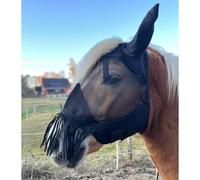 Brama-West NoseGuard - Máscara antimoscas para caballo con protección para las orejas y flecos nasales (Cob)