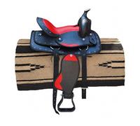 Brama West Sillín infantil Western "Little Cowboy" con manta. Sillín infantil con estrías. Ideal para caballos de madera Pony Shetty. Negro/rojo (8 pulgadas, aprox. 1 - 3 años)