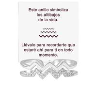 Bramart Anillo de Mujer en Plata de Ley 925 anillo para esposa, hija, madre, amiga Motivacional Inspiracional Alti y bajos Talla Ajustable - Estuche incluido (Anillo Altos y Bajos)
